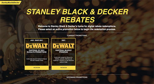 Stanley Black & Decker Rebates website link